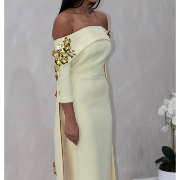 Safiyaa Arabella Harness With sloshing Dress in Pale Yellow - Picture 7 of 8